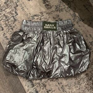 Daily Drills Metallic Silver Bubble Skirt